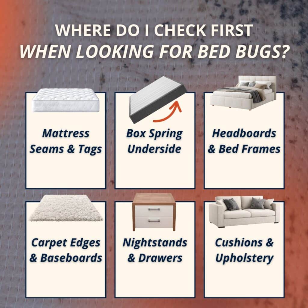 where to check for early signs of bed bugs